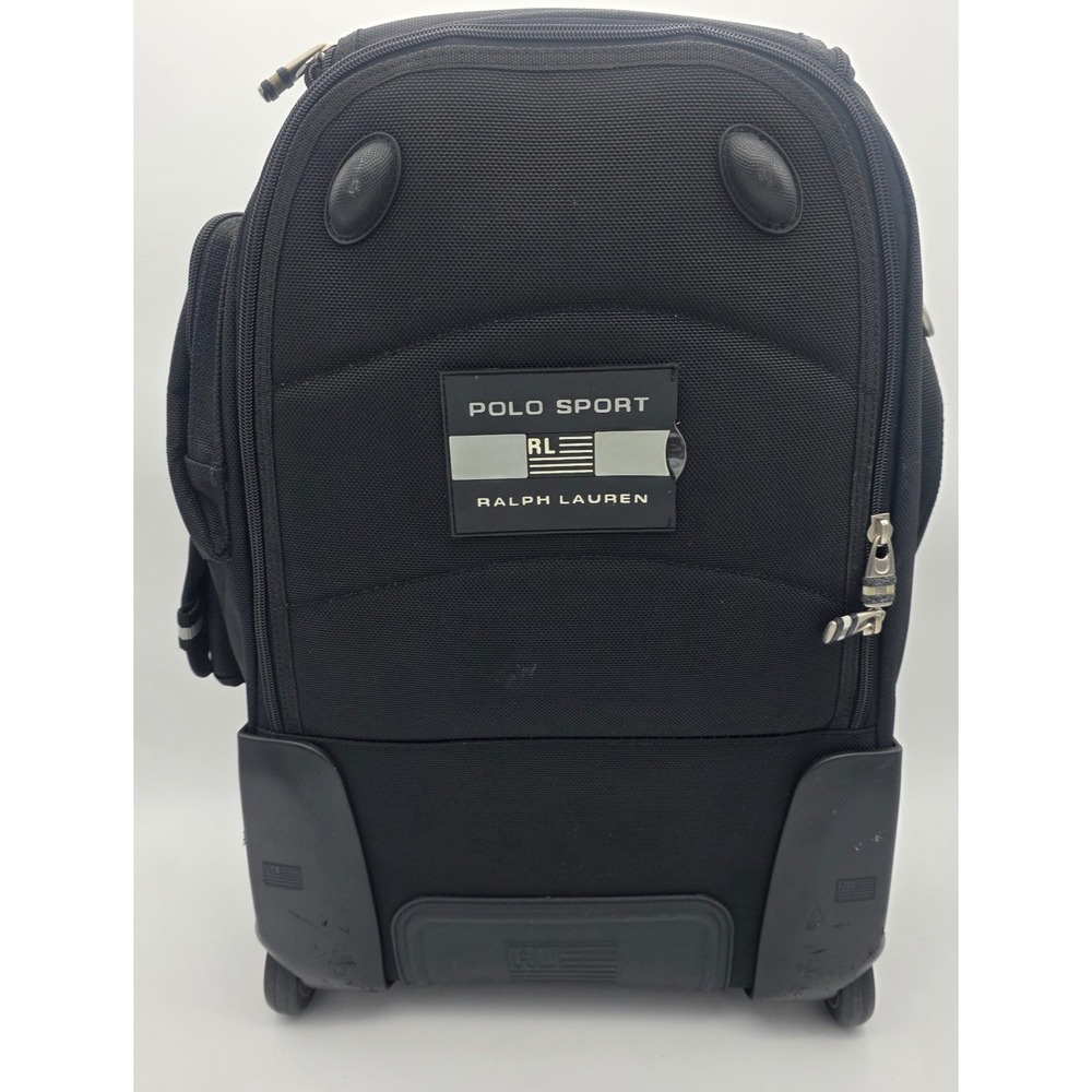 Ralph Lauren Polo Sport Roller Duffle Luggage‎ Bag Black Silver - Picture 4 of 16